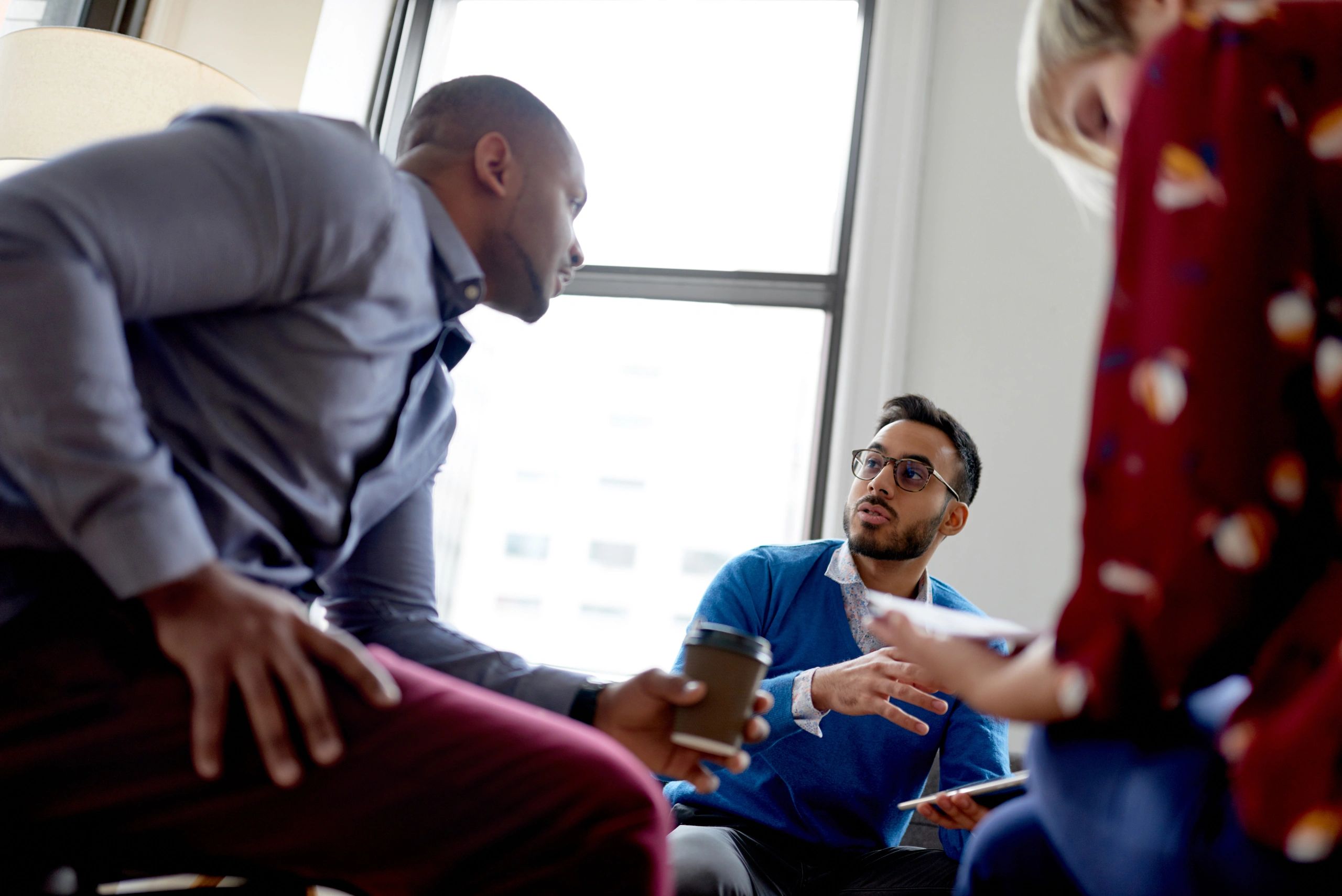 Professional team collaborating in a modern office
